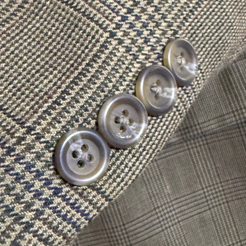 Lauren Ralph Lauren 100% Wool Glen Plaid‎ Blazer Brown Sport Coat Canada Made *